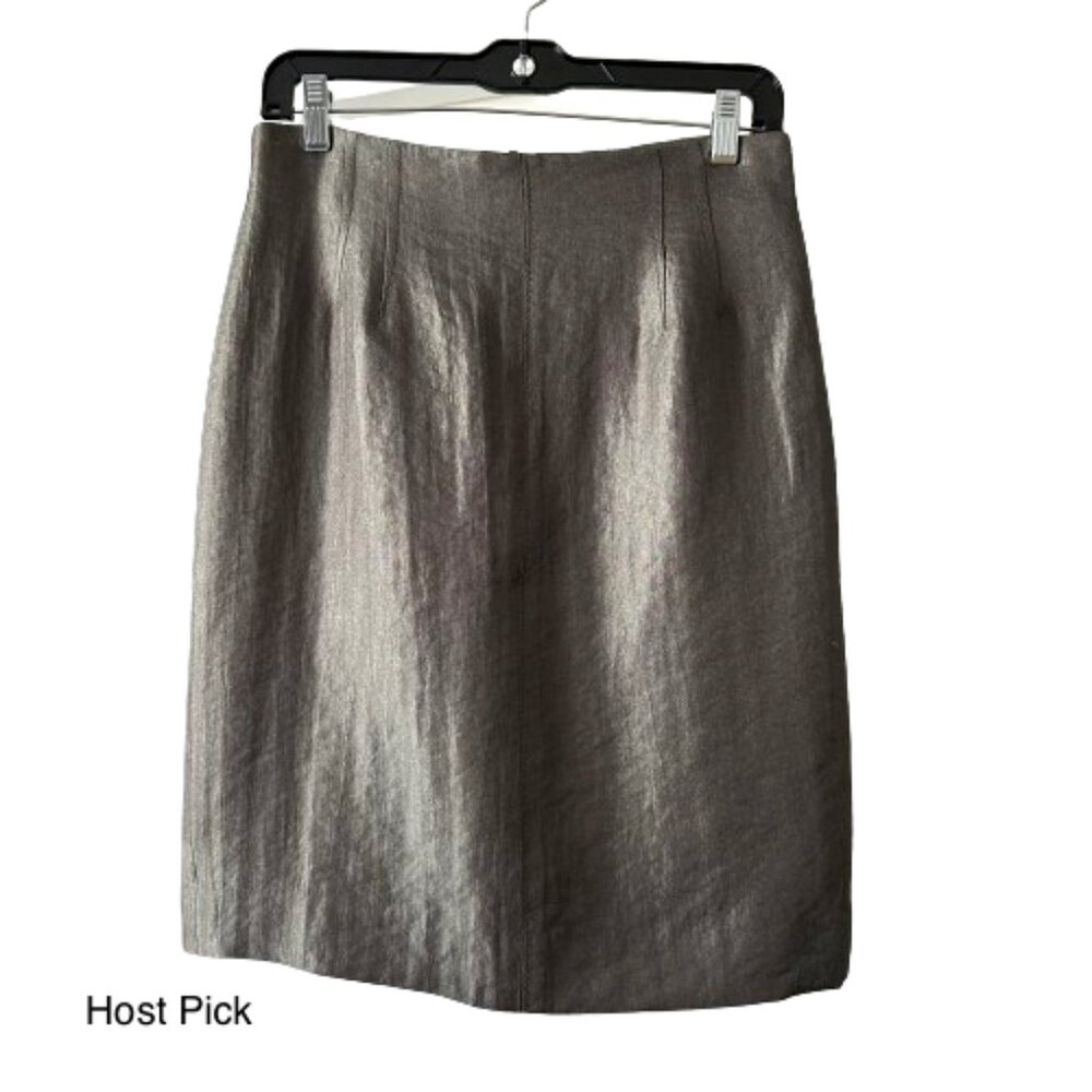 Ann Taylor Women Sz 4 Shimmery Pewter/Gray Paneled Contoured Waist Pencil Skirt